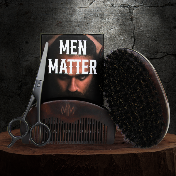 Premium Beard Grooming Kit - Comb, Brush & Scissors